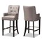 Baxton Studio Aldon Modern and Contemporary Grey Fabric and Dark Brown Finished Wood 2-Piece Bar Stool Set 181-11005-Zoro - alternate 1